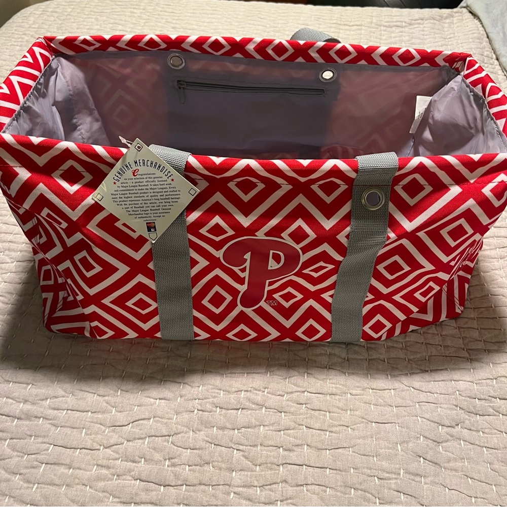 Phillies Red Geometric Storage Tote NWT